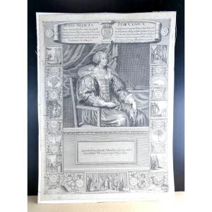 Marie De Medici, Print From Galerie De Richelieu, François Bignon, 17th Century