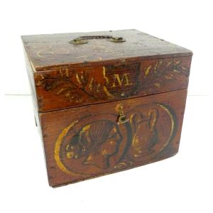 Primitive Home Art, Late 19th Century: Neo-classical Painted Table Box,