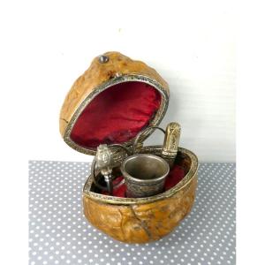 Tiny! Sewing Case Nuts, 4 Pieces, Circa 1900