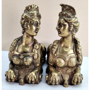 Trouvaille : deux Sphinges bronze d'époque Louis XIV , Grand Siècle 