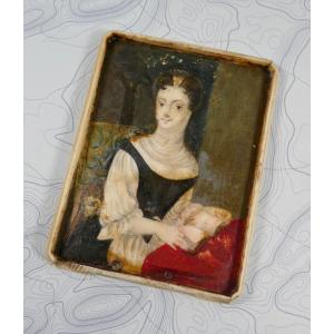 Early 17th Century Miniature, Great Lady Hidden Under  Cover