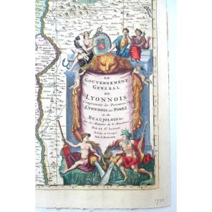 Le Gouvernement General Du Lyonnois, Belle Carte Aquarellée Et Détaillée, Vers 1730