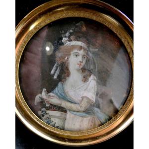 Liberated Love, Popular Romantic Miniature, French Directoire Period 