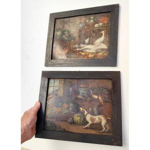 Foisonnantes Natures Mortes, peintures rustiques et populaires, début 19e siècle
