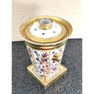 Pot-Pourri Porcelaine dorée de style Empire, bel état, 19e siècle