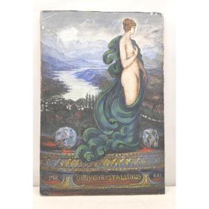 Cailloux du Rhin taillés, Lorelei, projet d’affiche à l’Huile, 1921
