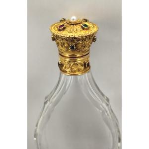 flacon, orfèvrerie d’or, pierres fines, cristal taillé, Qualité Française milieu 19e siècle