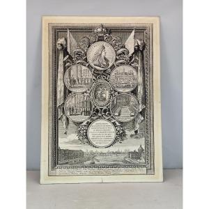 Louis XIV At Hôtel De Ville On  Occasion Of His Recovery, 1687, Engraving By Sebastien Leclerc.