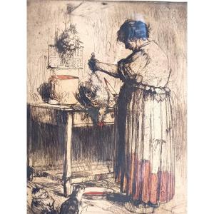 dernier jour d’un poulet à Nîmes, Epreuve d’artiste, vers 1900 , Par Armand Coussens 