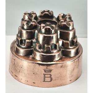 Beau moule Cuivre couronné, des cuisines de la Comtesse de B, 19e siècle