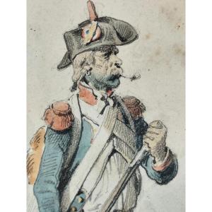 Soldier Of Year Ii, Color Drawing By Hyppolite Bellangé; 1849
