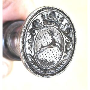 18th-century Seal, Beautiful Coat Of Arms Of A Marquis With A Running Stag