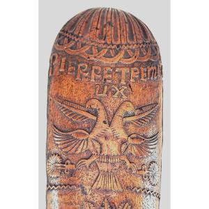 Râpe à tabac aux deux colombes, bois fruitier de 1757, complète