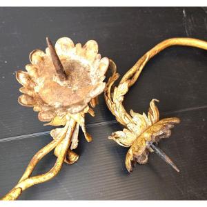 Two Gilded Wrought-iron Candlesticks, Italian Baroque Period, 17th–18th Centuries