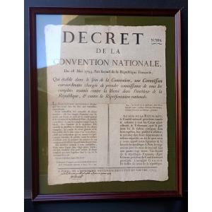 Revolutionary Decree 1793, Beginning Of “reign Of Terror,” Authentic, Under Glass