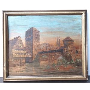 Joh. Adelhard's Micro-marquetry, Old Nuremberg, More Than 2,000 Pieces Of Wood