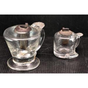 Two Provençal Lampetas, Miniature Blown-glass Oil Lamps, 18th–19th Centuries