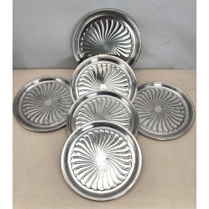 6 Antique Christofle Bottle Holders, With Radiating Design, 19th Century, 