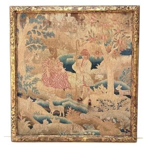 Needlework Picture: 17th-century English Embroidery, Charming And Rustic