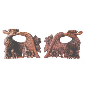 Crowned Eagles Pendant, Carved Walnut , Second Empire