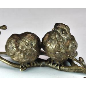 Petits moineaux blottis, bronze de Vienne animalier vers 1900, 