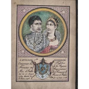 Art populaire, objet patriotique italien, Napoléon et Joséphine, époque Empire