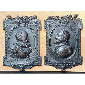 Trompe l’œil, Henri IV et Sully, leurs grands profils d’apparat, 19e siècle.