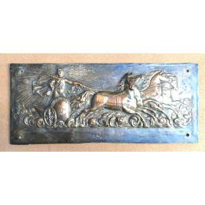 Apollo's Chariot, Prestigious 19th-century Bronze Plaque, 66 Cm, 10 Kg