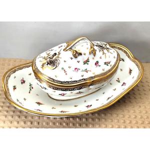 Vintage Marie Antoinette-era Sugar Bowl With Birds, Locré Porcelain, Circa 1775