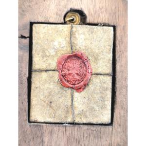 Precious Sealed Reliquary Of St. Bartholomew, With Wooden Lace Frame, 19th Century