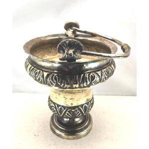 18th Century Holy Water Bucket, Formerly Silver-plated, Fine Model