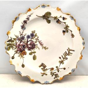 Botanical And Unconventional Plate By Fauchier, Marseille, Circa 1760