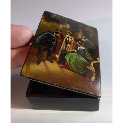 Snuff Box, Painted Lacquer, XIXth Century, Stobwasser Style