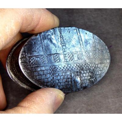 Engraved Iron Oval Box, Russia? Early 18th Century: St Petersburg?