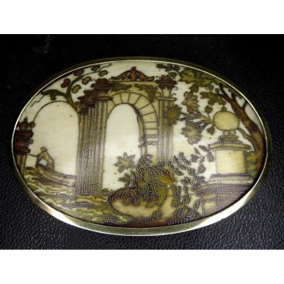 Oval Ivory  Piqué-pigmented Medallion, Louis XIV Period