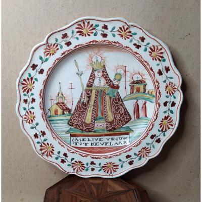 Netherlands: Late 18th Century Pilgrimage Plate To The Lactating Virgin