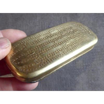 Year1787: Calendar Snuffbox, Embossed Brass, Sweden, Museum