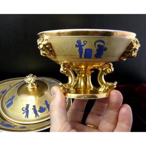 Luxurious Drageoir 1st Empire, Gilt Paris Porcelain By  Darte, Good Condition.