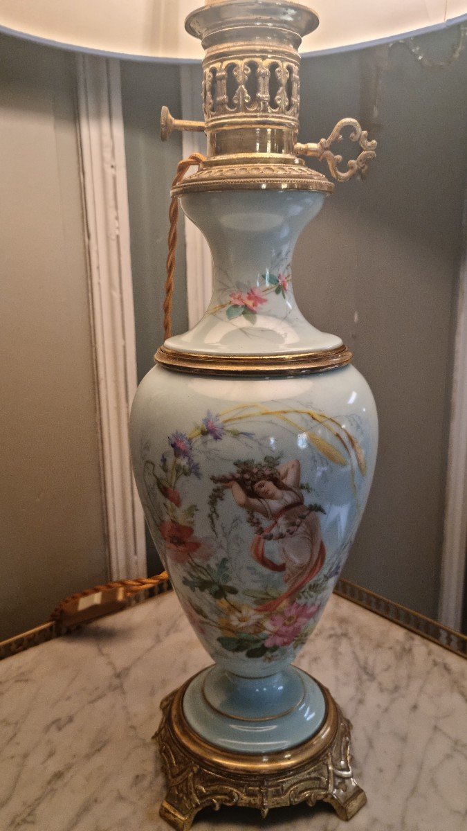 Grande Lampe Napoléon III En Porcelaine décorée-photo-1