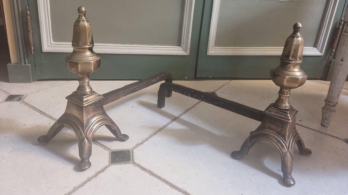 Pair Of 18th Century Bronze Andirons-photo-1