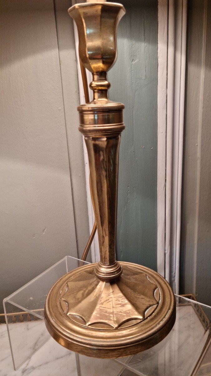 Pair Of Directoire Period Candlesticks In Bronze Mounted In Lamp-photo-2