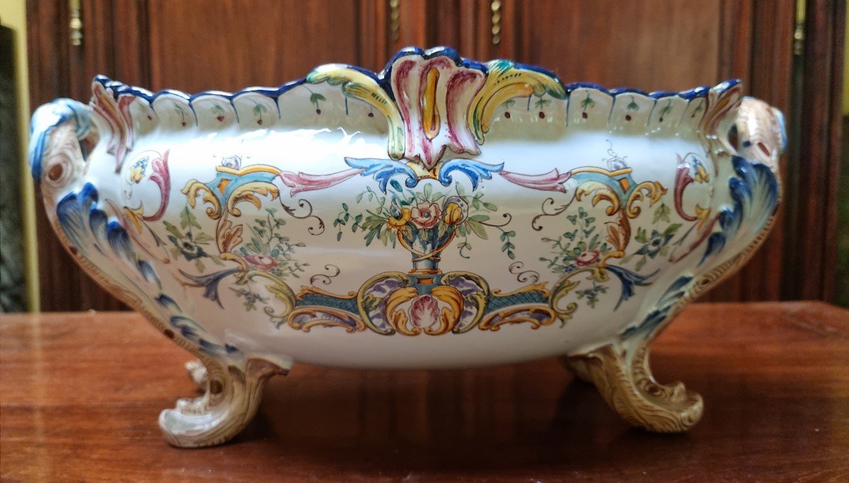 Grande Jardinière En Faience Décorée De Style Louis XV-photo-3