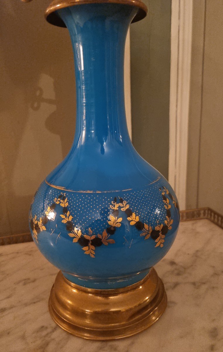 Opaline Oil Lamp From The Mid-19th Century-photo-2