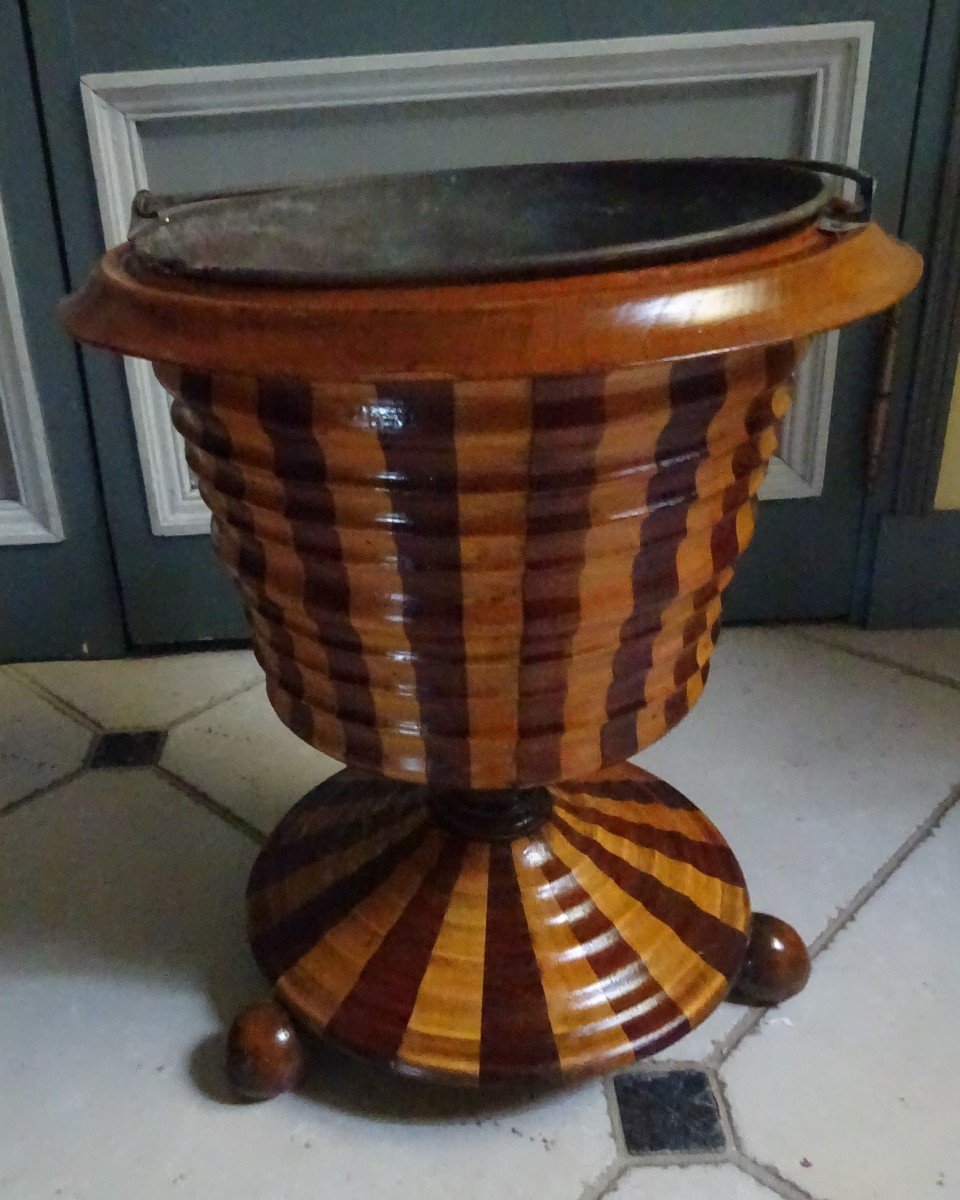 19th Century Ember Bucket In Two-tone Solid Wood 