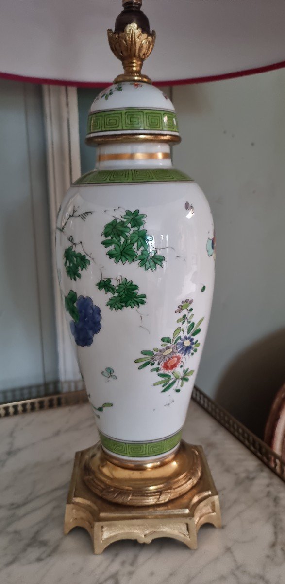 Vase Couvert En Porcelaine Monté En Lampe-photo-4
