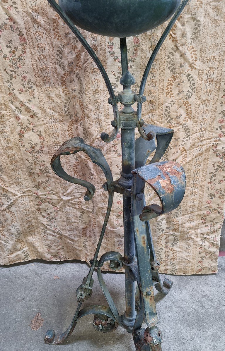 Athénienne En Bronze Et Fer De Style Viollet-le-duc XIXème-photo-2