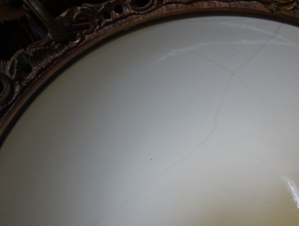Petit Lustre XIXème En Bronze Orné d'Une Coupe En Canton-photo-1