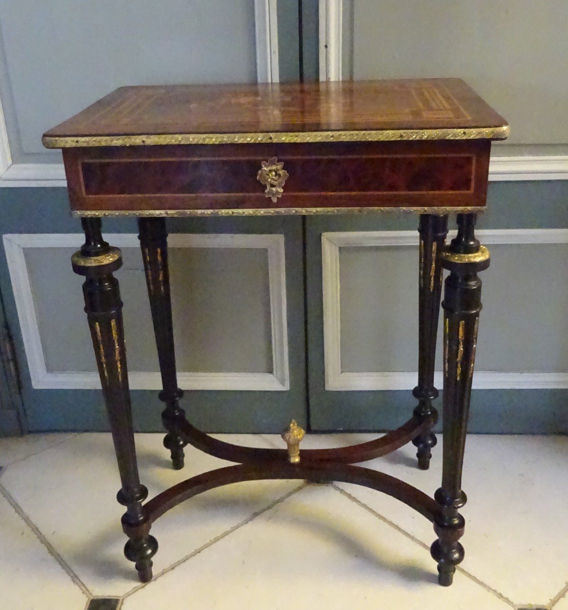 Marquetry Table Works Second Empire Period-photo-4