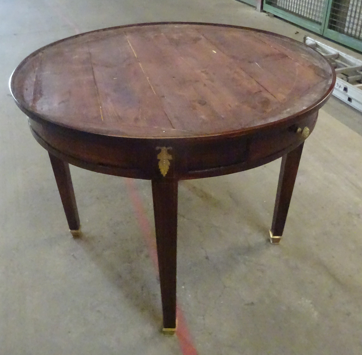 Grand Guéridon De Style Louis XVI En Acajou Dessus Marbre-photo-2