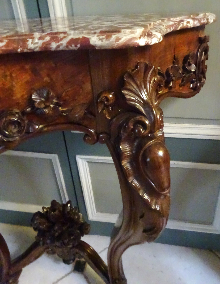 Console  En Acajou Sculpté d'époque Napoléon III-photo-3